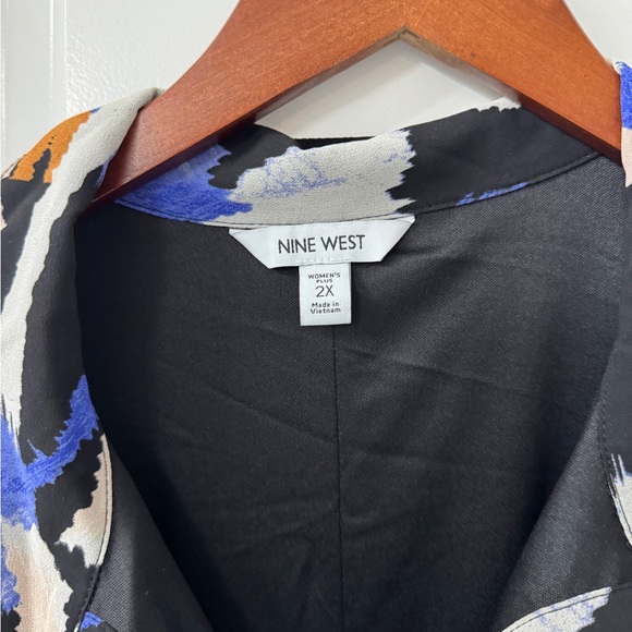 Plus Size Nine West Print Georgette Collar Pleated Dress Size 2X- Used - Picture 5 of 9